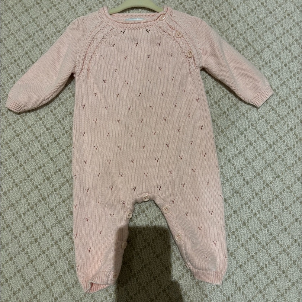 Pink Knit Baby One Piece